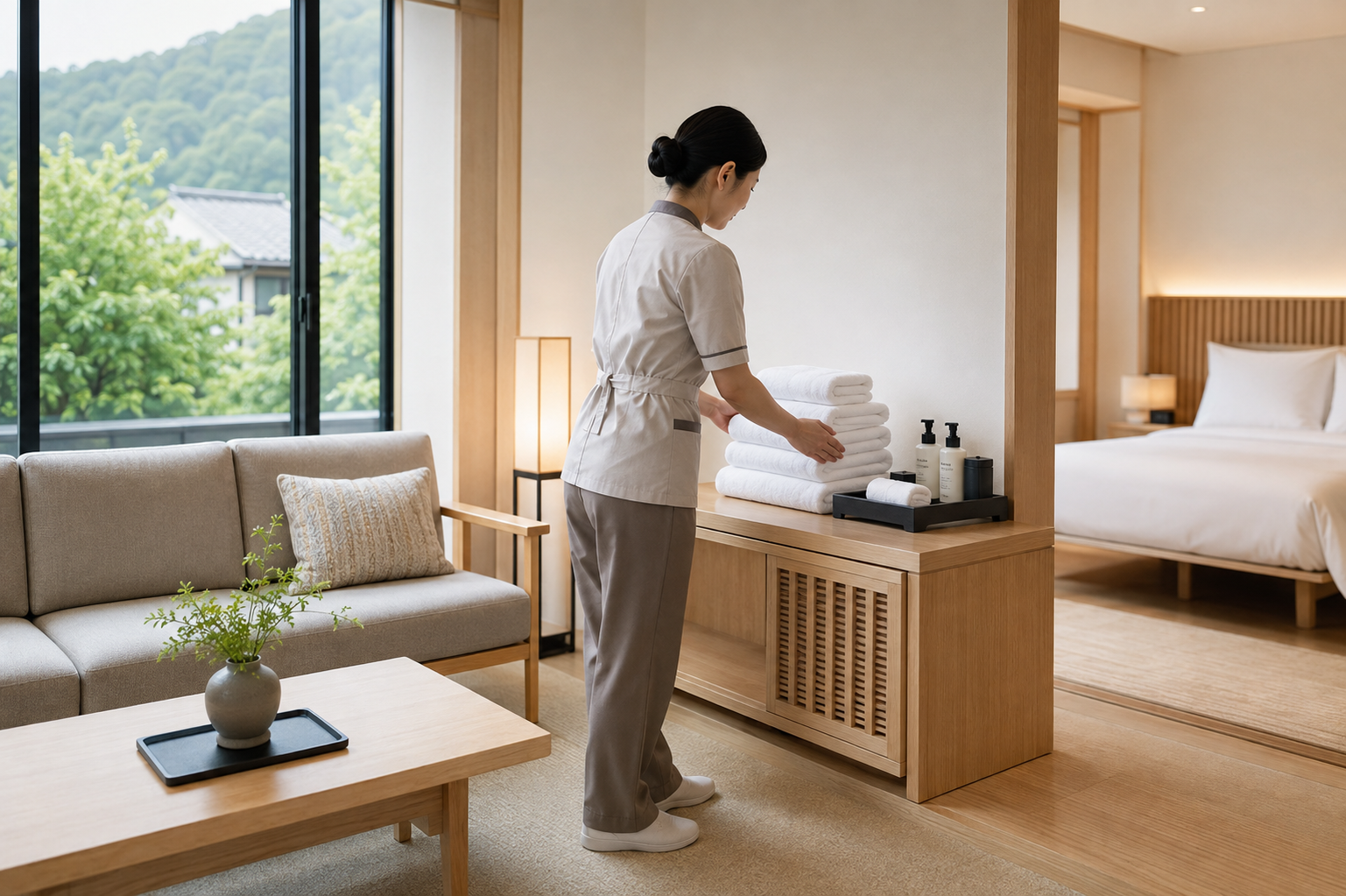 Professional hospitality housekeeping final inspection
